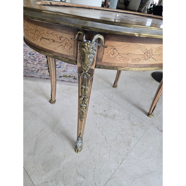 Brown Antique French Bronze & Marble Coffee Table W Rams Heads For Sale - Image 8 of 13