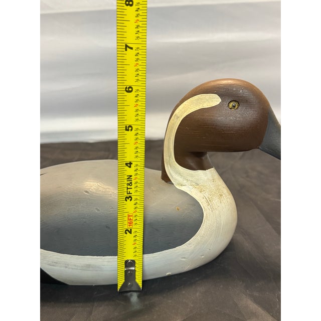 Vintage P. Mountjoy Original Signed Pintail Drake Carved Wood Duck Painted Decoy For Sale - Image 11 of 12