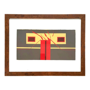 Barbara Beck 1969 Mid-Century Modern Framed Screen Print on Paper - Dark Wood Frame