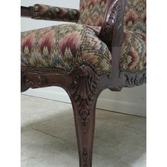 1980s Baker Furniture French Carved Leg Living Room Lounge Arm Club Chair B For Sale - Image 4 of 12