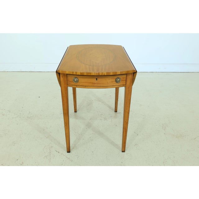 English Custom Made Satinwood Inlaid Pembroke Table For Sale - Image 11 of 11