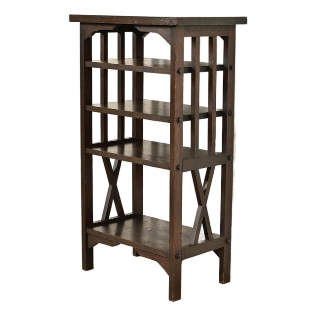 Stickley Brothers Style Antique Mission Oak Arts & Crafts Bookstand or Magazine Rack, Circa 1910 For Sale
