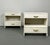 Pair Custom Linen Wrapped Open Commodes, Chests, Nightstands, White, American Contemporary decorative cabinet hand wrapped...
