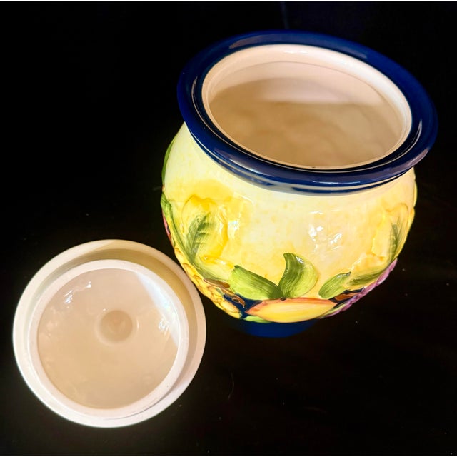 This Tuscan-inspired, hand painted ceramic cookie jar is specifically designed to store biscotti and features a vibrant...
