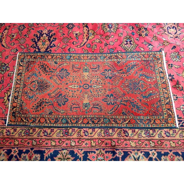French Country Antique Persian Sarouk Lilian Area Rug, Handwoven Allover Floral Pattern, Red & Navy, 2’ X 4’ For Sale - Image 3 of 4