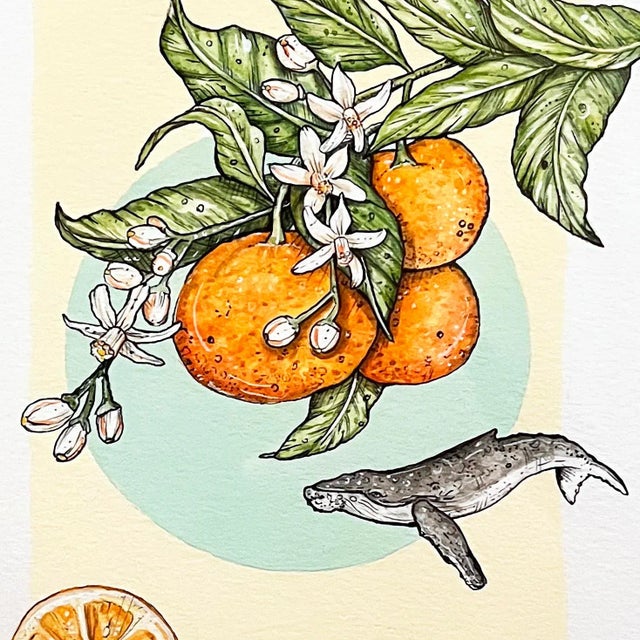 A one of a kind 10x12 Naturalist Watercolor, Pen, and Gouache Graphic Artwork executed by artist Marissa Quinn. A...