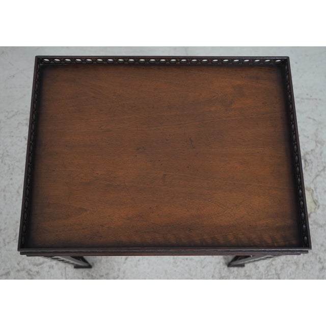 Chinese High Quality Vintage Mahogany Chinese Chippendale Tea Table For Sale - Image 3 of 13