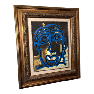1970s Vintage Abstract Portraiture, Painting by Peter Robert Keil, Framed