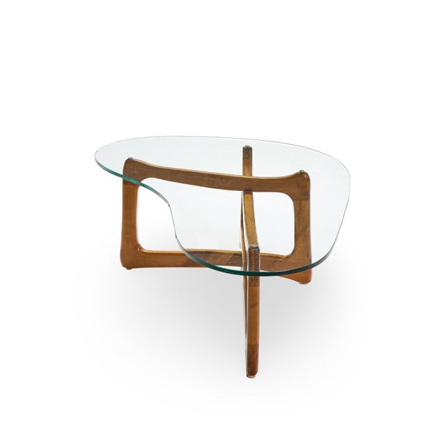 Craft Associates Adrian Pearsall for Craft Associates Mid Century Walnut and Glass Coffee Table For Sale - Image 4 of 9