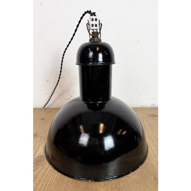 Industrial Black Enamel Pendant Lamp from Aeg, 1930s For Sale - Image 16 of 18
