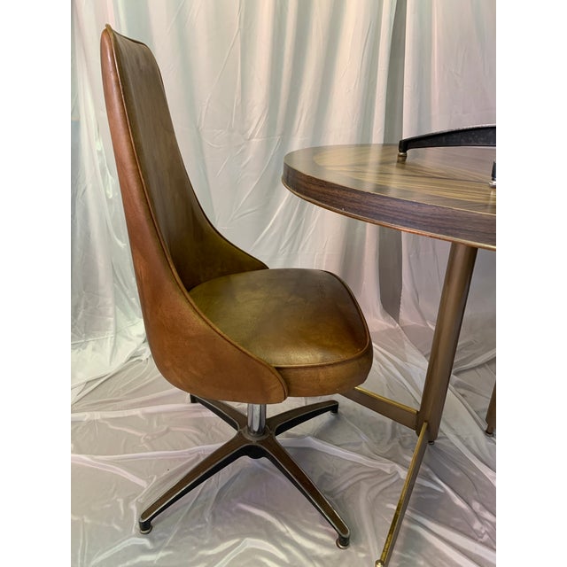 Brown Vintage Douglas Furniture Company Formica Dining Table & 3 Steel/Vinyl Chairs For Sale - Image 8 of 12
