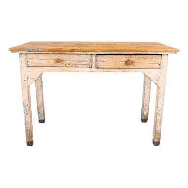 Vintage Wooden Worktable with Drawers For Sale