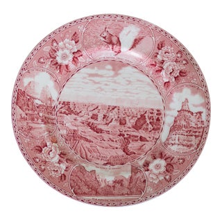 Grand Canyon Delft Style Red Pink and White Decorative Plate For Sale