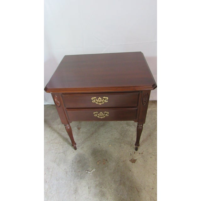 Traditional 1980s Ethan Allen Georgian Court Cherry Nightstand Table For Sale - Image 3 of 10