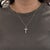 Elevate your everyday style with this stunning lab diamond cross pendant, crafted in solid 14K gold. The 3mm lab diamond...