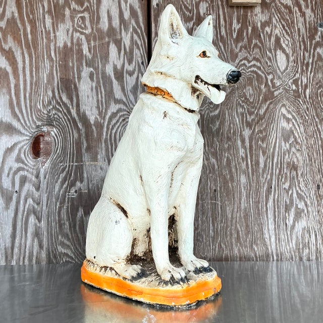 Ceramic Vintage Boho Painted Ceramic Dog For Sale - Image 7 of 8