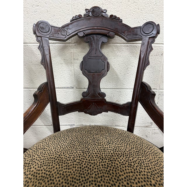 Antique Victorian Eastlake Style Walnut Dining Arm Chairs - Set of 4 For Sale - Image 12 of 14