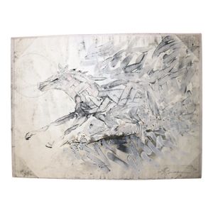 Vintage Original Stanley Boxer Mixed Media Abstract Horse Painting Drawing Art