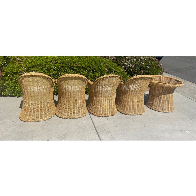 Bielecky Brothers Vintage Woven Rattan Wicker Dining Set, Coastal Style With Braided Trim After Bielecky Brothers For Sale - Image 4 of 17