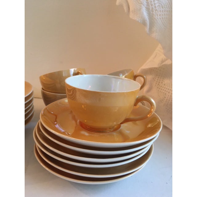 Yellow Gold Lusterware Tea Set W Plates 22 Piece Set Chairish