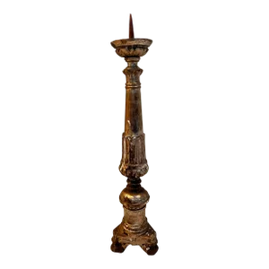 Late 18th / Early 19th Century Italian Giltwood Pricket Candlestick – 27”