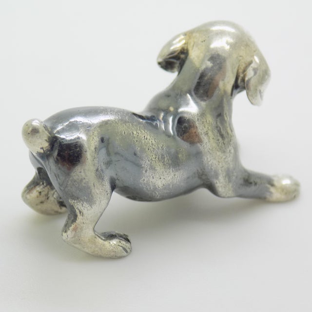 Black Vintage Italian Playful Puppy Dog Figurine in Silver 800 by Sorini, Arezzo, 1980s For Sale - Image 8 of 14