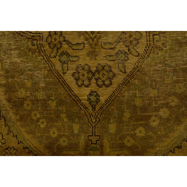 Tabriz Rug 9’9” X 11’11” Gold Wool Vintage Overdyed Hand-Knotted Carpet For Sale - Image 10 of 15