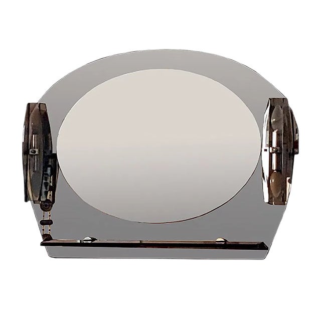 Mid-Century Italian Modern Mirror with Lamps, 1970s For Sale