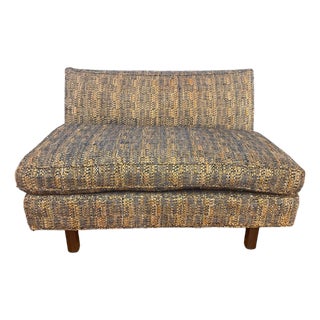 Edward Wormley for Dunbar Mid-Century Modern Walnut Settee With Original Jack Lenor Larsen Upholstery, Circa 1950s–1960s For Sale