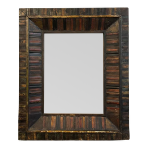 Rustic Reclaimed Teak Wood Mirror | Large Distressed Farmhouse Wall Decor | Entryway Bathroom Vanity Accent | Boho Housewarming Gift