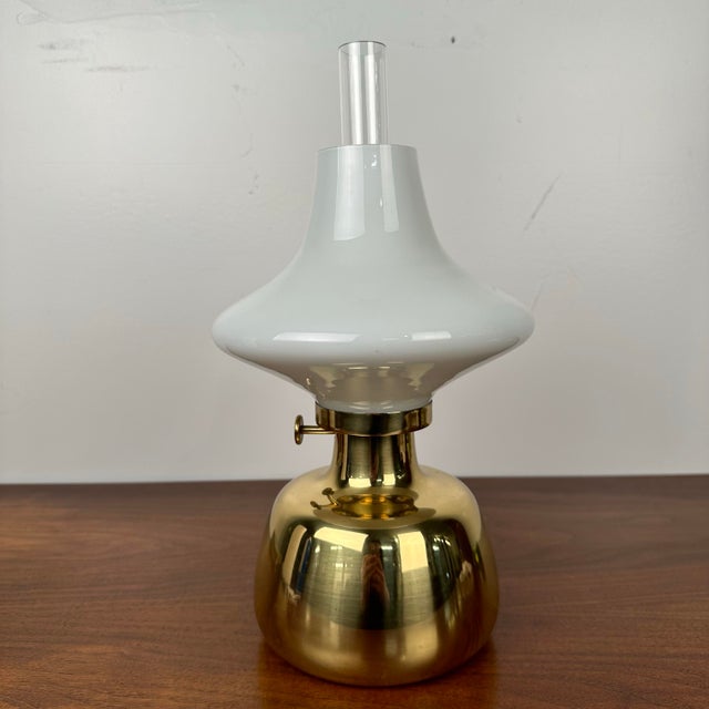 Henning Koppel Drastic New Danish Louis Poulsen & Co. Petronella Oil Lamp by Henning Koppel Glass and Brass For Sale - Image 4 of 12