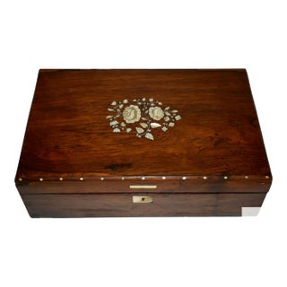 Antique Inlaid Mother of Pearl Rosewood Lap Desk For Sale
