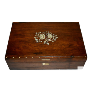 Antique Inlaid Mother of Pearl Rosewood Lap Desk