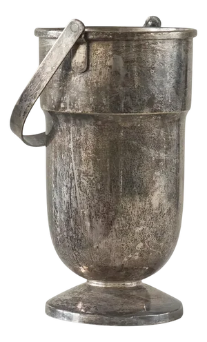 Art Deco Wine Cooler with Handle in Patinated Silver Plate, 1920s