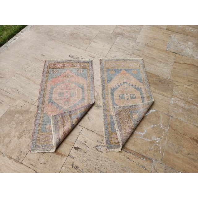 Beige Vintage Nomadic Small Faded Turkish Oushak Rug - Set of Two For Sale - Image 8 of 8