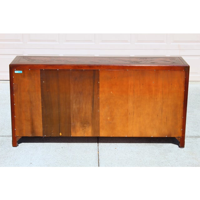Vintage Drexel Heritage Ming Credenza – Red Lacquer Chinoiserie Sideboard Cabinet 73 For Sale - Image 15 of 18
