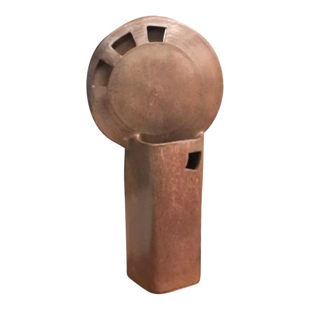 Vintage Mid-Century Modern Industrial Signed Ceramic Sculpture For Sale