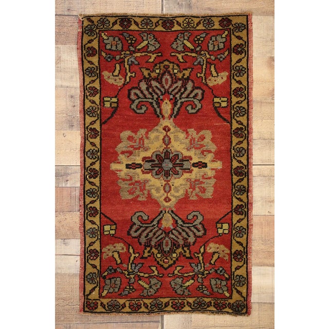 Red Vintage Turkish Yastik Rug - 01'10 X 03'02 For Sale - Image 8 of 8