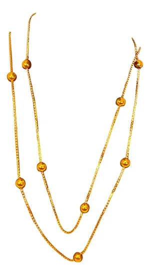 Vintage 18 Karat Yellow Gold Box Chain Ball Necklace, 24 " Long