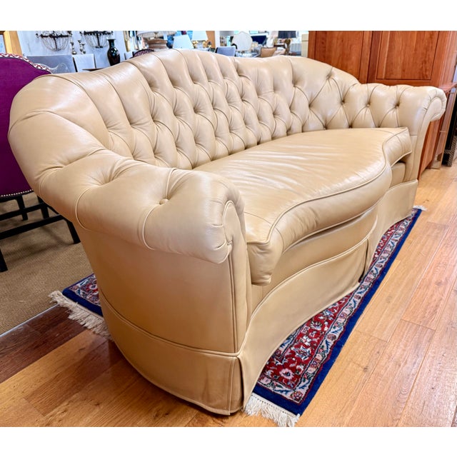 Century Furniture Butterscotch Leather Tufted Chesterfield Sofa For Sale In New York - Image 6 of 7