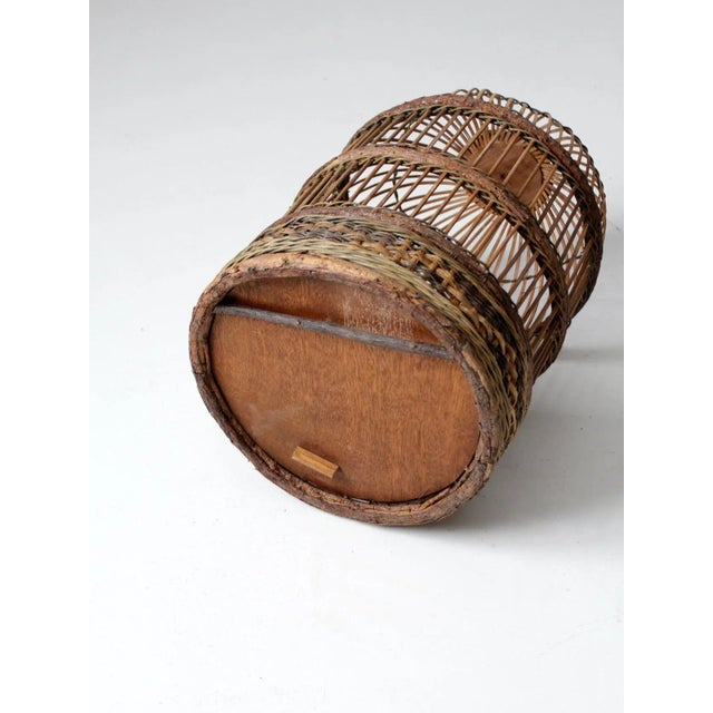 Vintage Wicker Bird Cage With Stand For Sale - Image 9 of 11