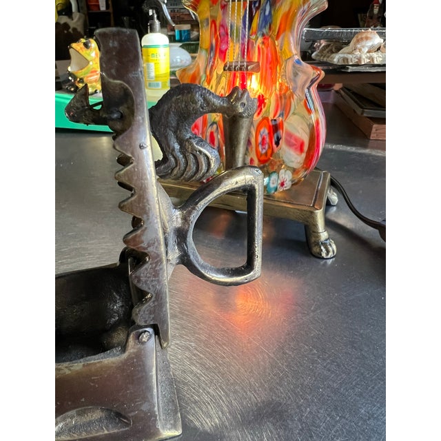 Rustic Vintage Miniature Brass Coal Iron With Rooster Accents For Sale - Image 3 of 12