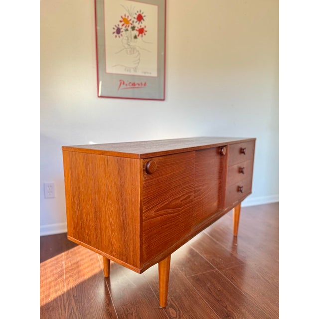 1960s Mid Century Modern Teak Sideboard With Round Pulls For Sale - Image 4 of 9