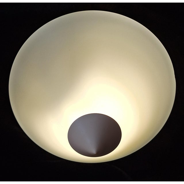 Vintage Ceiling Lamp with White Metal Mounting and White Opal Glass Shade, 1990s For Sale - Image 3 of 7