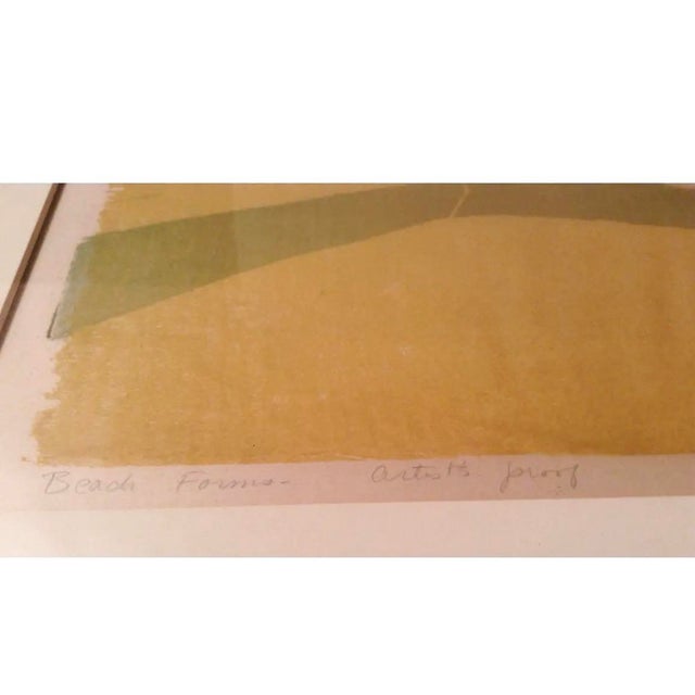 Wood Framed Abstract Print Titled "Beach Forms" by Listed Artist Edie (Edythe) Sheldon (1921-2017) For Sale - Image 7 of 10