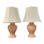 Vintage Pair of Blush Pink Ceramic Table Lamps With Linen Shades - Pair For Sale