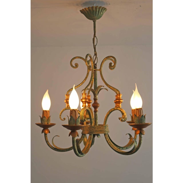 Hollywood Regency Florentine chandelier Made in Italy 1970s Height 58 cm Diameter 47 cm 5 lights E14 Good condition with...