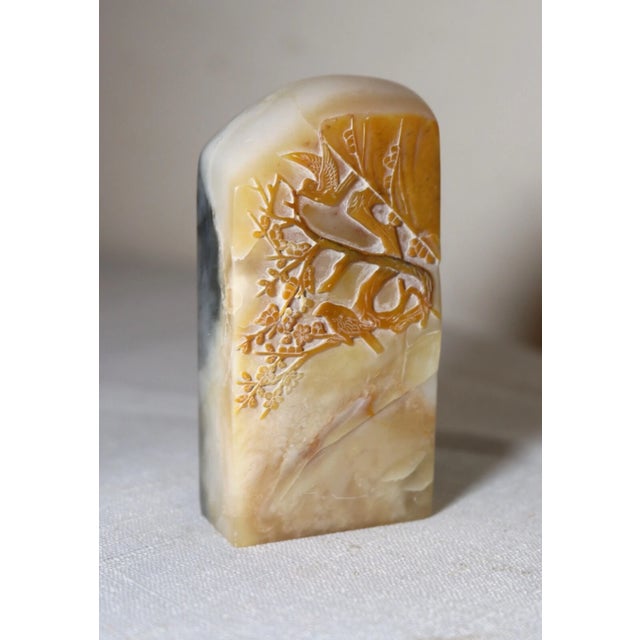 Up for sale is a very high quality antique hand carved Chinese Shoushan stone seal block sculpture. this beautiful hard...
