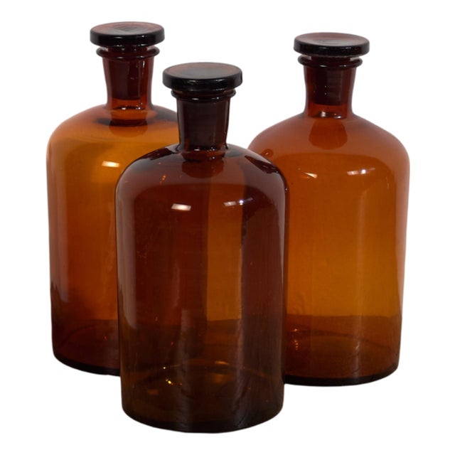 Small Apothecary Bottles, 1920s, Set of 3 For Sale