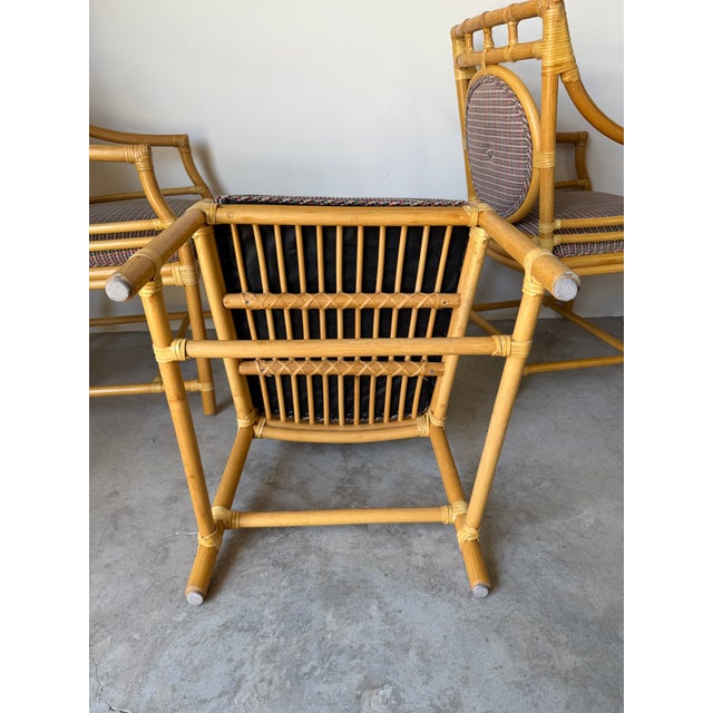 Vintage McGuire Style Bamboo & Leather Wrap Dining Arm Chairs – Set of 4 For Sale - Image 17 of 18